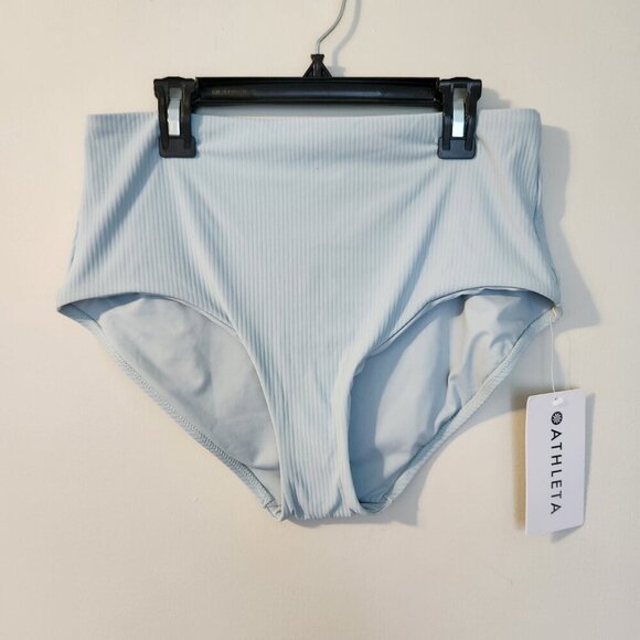 Athleta NWT High Waist Rib Swim Bottom Women’s Size M Dawn Blue Beach Pool - Picture 5 of 9